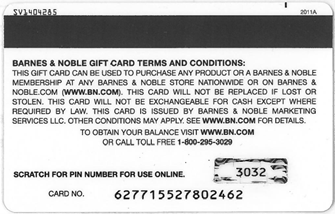 Locate Gift Card PIN Number – Barnes & Noble